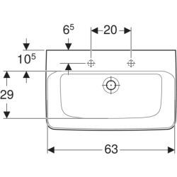 Selnova Compact Umywalka, B65cm, H17.5cm, T40cm, bez przelewu, bez otworu na baterię GEBERIT 501.893.00.7