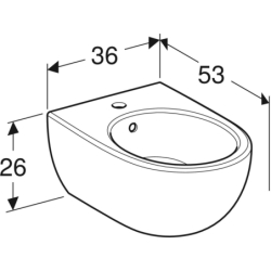 Selnova Bidet wiszący, B36cm, H26cm, T53cm, ukryte mocowania, z przelewem, z otworem na baterię GEBERIT 501.993.00.1