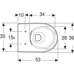 Selnova Wisząca miska WC, lejowa, B36cm, H33cm, T53cm, ukryte mocowania, Rimfree GEBERIT 502.035.00.1