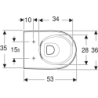 Selnova Wisząca miska WC, lejowa, B36cm, H33cm, T53cm, ukryte mocowania, Rimfree GEBERIT 502.035.00.1