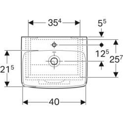 Selnova Square Set szafki podumyw., 45x35x64,9cm, 1 drzwi, biały, z umyw. kompakt, z przelew i otw. na bat. GEBERIT 502.746.00.1