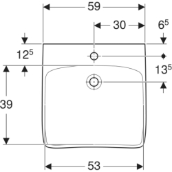 Selnova Comfort Umywalka, B60cm, H15cm, T55cm, bez przelewu, z otworem na baterię GEBERIT 502.770.00.7