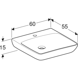 Selnova Comfort Umywalka, B60cm, H15cm, T55cm, bez przelewu, z otworem na baterię GEBERIT 502.770.00.7