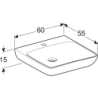 Selnova Comfort Umywalka, B60cm, H15cm, T55cm, bez przelewu, z otworem na baterię GEBERIT 502.770.00.7