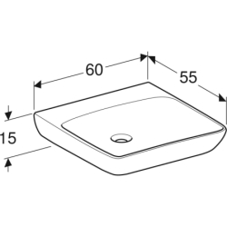 Selnova Comfort Umywalka, B60cm, H15cm, T55cm, bez przelewu, bez otworu na baterię GEBERIT 502.771.00.7