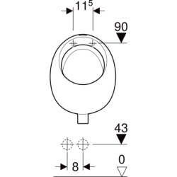 Selnova Pico Pisuar, B32.5cm, H45cm, T35cm, dopływ u góry, odpływ w dół GEBERIT 502.790.00.1