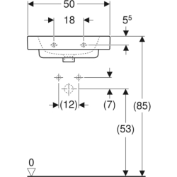 Modo Umywalka kompaktowa, B50cm, H15.5cm, T40cm, z przelewem, z otworem na baterię GEBERIT 502.831.00.1