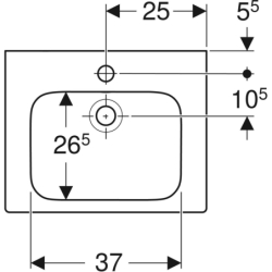 Modo Umywalka kompaktowa, B50cm, H15.5cm, T40cm, z przelewem, z otworem na baterię GEBERIT 502.831.00.1