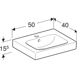 Modo Umywalka kompaktowa, B50cm, H15.5cm, T40cm, z przelewem, z otworem na baterię GEBERIT 502.831.00.1