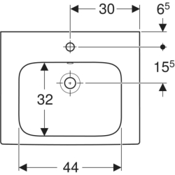Modo Umywalka, B60cm, H15.5cm, T48.5cm, z przelewem, z otworem na baterię GEBERIT 502.832.00.1