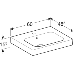 Modo Umywalka, B60cm, H15.5cm, T48.5cm, z przelewem, z otworem na baterię GEBERIT 502.832.00.1