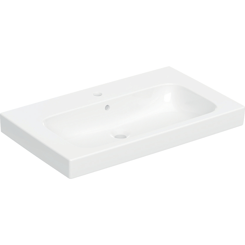 Modo Umywalka, B80cm, H15.5cm, T48.5cm, z przelewem, z otworem na baterię GEBERIT 502.859.00.1