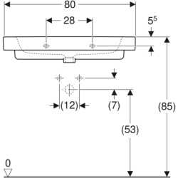 Modo Umywalka, B80cm, H15.5cm, T48.5cm, z przelewem, z otworem na baterię GEBERIT 502.859.00.1