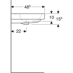 Modo Umywalka, B80cm, H15.5cm, T48.5cm, z przelewem, z otworem na baterię GEBERIT 502.859.00.1