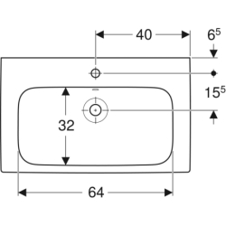 Modo Umywalka, B80cm, H15.5cm, T48.5cm, z przelewem, z otworem na baterię GEBERIT 502.859.00.1