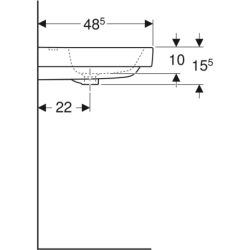 Modo Umywalka, B100cm, H15.5cm, T48.5cm, z przelewem, z otworem na baterię GEBERIT 502.876.00.1