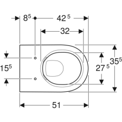 Acanto Wisząca miska WC, lejowa, B35cm, H34cm, T51cm, ukryte mocowania, Rimfree, KeraTect GEBERIT 500.600.01.8