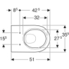 Acanto Wisząca miska WC, lejowa, B35cm, H34cm, T51cm, ukryte mocowania, Rimfree, KeraTect GEBERIT 500.600.01.8