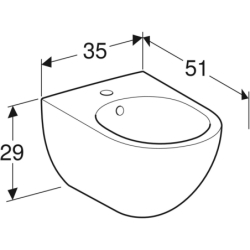 Acanto Bidet wiszący, B35cm, H29cm, T51cm, ukryte mocowania, z przelewem, z otworem na baterię, KeraTect GEBERIT 500.601.01.8