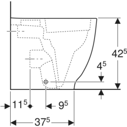 Acanto miska WC, 35x51x42,5cm, podwyższona, odpływ, ukryte mocowania, Rimfree, KeraTect GEBERIT 500.602.01.8