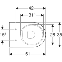Acanto miska WC, 35x51x42,5cm, podwyższona, odpływ, ukryte mocowania, Rimfree, KeraTect GEBERIT 500.602.01.8