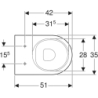 Acanto miska WC, 35x51x42,5cm, podwyższona, odpływ, ukryte mocowania, Rimfree, KeraTect GEBERIT 500.602.01.8
