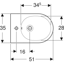 Acanto Bidet stojący, 35x51x42,5cm,  ukryte mocowania, z przelew i otw. na bat., KeraTect GEBERIT 500.603.01.8