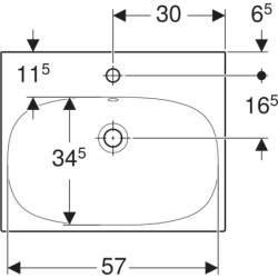 Acanto Umywalka, B60cm, H17cm, T48.2cm, z przelewem, z otworem na baterię, KeraTect GEBERIT 500.620.01.8