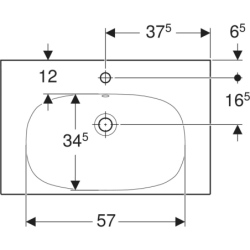 Acanto Umywalka, B75cm, H16.8cm, T48.2cm, z przelewem, z otworem na baterię, KeraTect GEBERIT 500.622.01.8