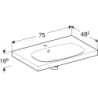 Acanto Umywalka, B75cm, H16.8cm, T48.2cm, z przelewem, z otworem na baterię, KeraTect GEBERIT 500.622.01.8