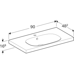 Acanto Umywalka, B90cm, H16.8cm, T48.2cm, z przelewem, z otworem na baterię, KeraTect GEBERIT 500.623.01.8