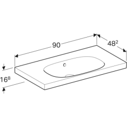 Acanto Umywalka, B60cm, H16.8cm, T48.2cm, z przelewem, bez otworu na baterię, KeraTect GEBERIT 500.624.01.8