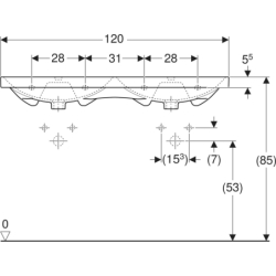 Acanto Umywalka podwójna, B120cm, H16.8cm, T48.2cm, z przelewem, z dwoma otworami na baterię, KeraTect GEBERIT 500.627.01.8