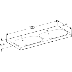 Acanto Umywalka podwójna, B120cm, H16.8cm, T48.2cm, z przelewem, z dwoma otworami na baterię, KeraTect GEBERIT 500.627.01.8