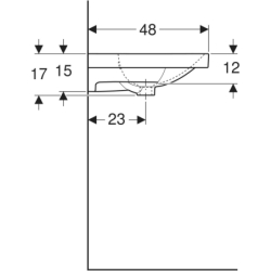 Acanto Umywalka podwójna, B120cm, H16.8cm, T48.2cm, z przelewem, bez otworu na baterię, KeraTect GEBERIT 500.628.01.8