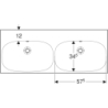 Acanto Umywalka podwójna, B120cm, H16.8cm, T48.2cm, z przelewem, bez otworu na baterię, KeraTect GEBERIT 500.628.01.8