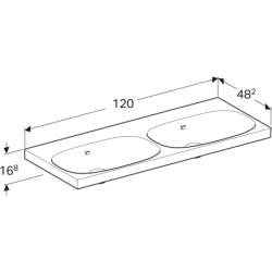 Acanto Umywalka podwójna, B120cm, H16.8cm, T48.2cm, z przelewem, bez otworu na baterię, KeraTect GEBERIT 500.628.01.8