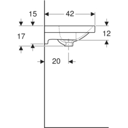 Acanto Umywalka, B60cm, H20cm, T48.2cm, z przelewem, z otworem na baterię,  krótka, KeraTect GEBERIT 500.631.01.8