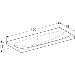 Acanto Umywalka, B120cm, H18cm, T48.2cm, z przelewem, bez otworu na baterię, KeraTect GEBERIT 501.880.00.4