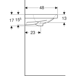 Acanto Umywalka, B120cm, H18cm, T48.2cm, bez przelewu, z dwoma otworami na baterię, KeraTect GEBERIT 501.880.00.6