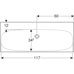 Acanto Umywalka, B120cm, H18cm, T48.2cm, bez przelewu, bez otworu na baterię, KeraTect GEBERIT 501.880.00.8