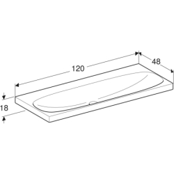 Acanto Umywalka, B120cm, H18cm, T48.2cm, bez przelewu, bez otworu na baterię, KeraTect GEBERIT 501.880.00.8