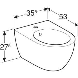 Acanto Bidet wiszący, B35.5cm, H27.5cm, T53cm, z przelewem, z otworem na baterię GEBERIT 502.825.00.1
