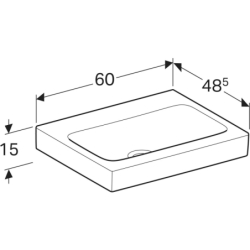 iCon Umywalka, B60cm, H15.5cm, T48.5cm, bez przelewu, bez otworu na baterię, KeraTect GEBERIT 124061600
