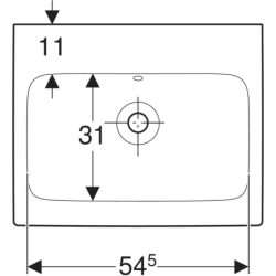 iCon Umywalka, B60cm, H15.5cm, T48.5cm, z przelewem, bez otworu na baterię, KeraTect GEBERIT 124063600