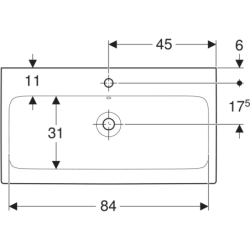 iCon Umywalka, B90cm, H16cm, T48.5cm, z przelewem, z otworem na baterię, KeraTect GEBERIT 124090600