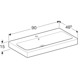 iCon Umywalka, B90cm, H16cm, T48.5cm, z przelewem, z otworem na baterię, KeraTect GEBERIT 124090600