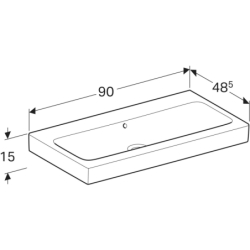 iCon Umywalka, B90cm, H16cm, T48.5cm, z przelewem, bez otworu na baterię, KeraTect GEBERIT 124093600