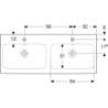 iCon Umywalka podwójna, B120cm, H16cm, T48.5cm, z dwoma przelewami, z dwoma otworami na baterię, KeraTect GEBERIT 124120600