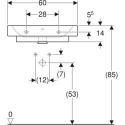 iCon Umywalka stawiana na blat, B60cm, H15.5cm, T48.5cm, z przelewem, z otworem na baterię, KeraTect GEBERIT 124560600
